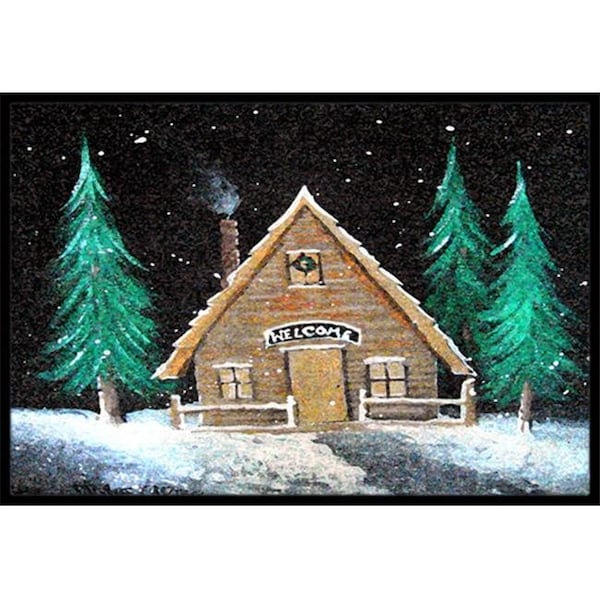 Carolines Treasures PJC1090MAT Welcome Lodge Christmas Log Home Indoor & Outdoor Mat, 18 x 27 in. PJC1090MAT - main